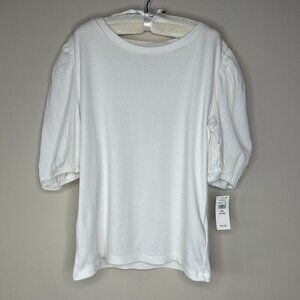 NWT GAP Girls’ Smooth Woven Puff Sleeve Crewneck White Top Size XXL (14-16)